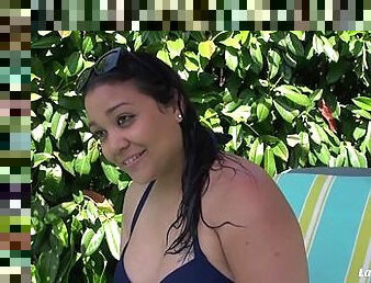 LaNovice - Chubby French amateur gets drilled and cummed on by the pool