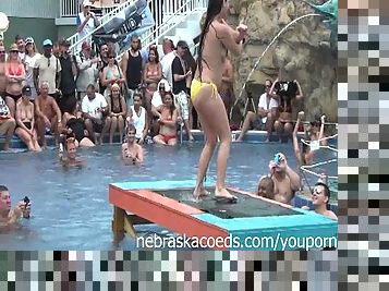 Fun Loving Girls Partying Naked at Pool Party Dante's Club Key West