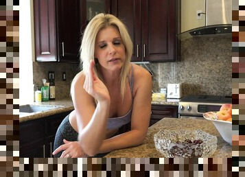 Horny housewife is ready to flash her titties to her neighbor
