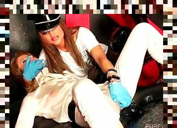 WAM scene with lesbo in latex boots