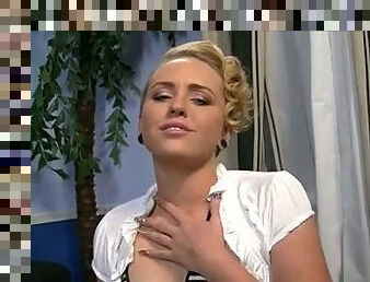 Blonde Teen Gives A Double Handjob