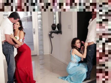 Needy bitches swap partners in energized foursome at home