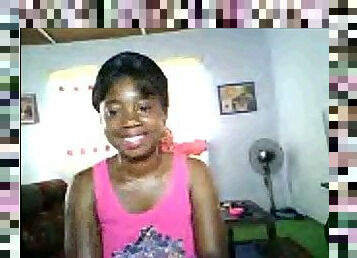 African girl take of the dress at cam part 1