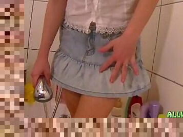 Fully Clothed Teen Shaving Pussy