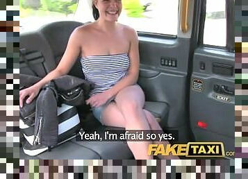 FakeTaxi Creampie for hot Hungarian brunette in London taxi