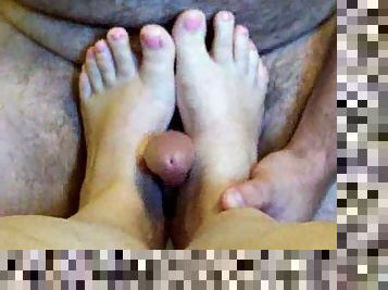 Mature wife footjob and handjob