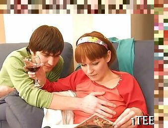 Russian redhead teen fucks her horny boyfriend
