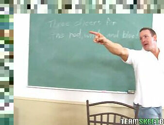 InnocentHigh Blonde student Erica Fontes classroom teen pussy hardcore sex /