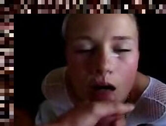 Blowjob, Slave, Blond, Strømper, Hvit