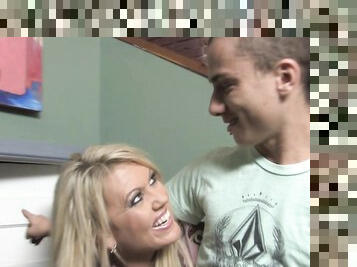 Messy facial ending for blonde chick Cnenin Blanc after interracial sex