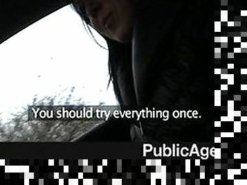 PublicAgent - Young black hair fuck on car