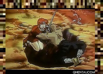 Hentai sex slave gets her little snatch fucked with a sword