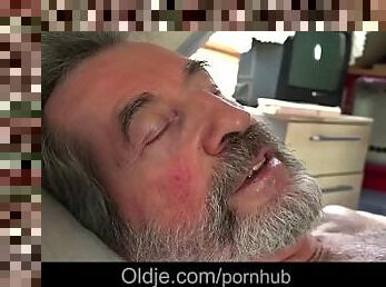 Horny teen nurse Lady Dee fuck treatment for sick French old patient