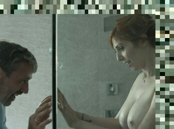 Old husband caught sexy young wife masturbating in the shower