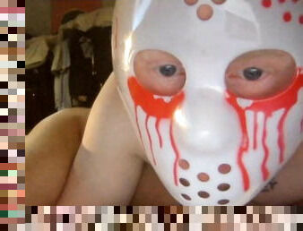 Masked sexy couple have great sex on cam