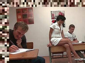 French teacher milf hard sodomized and facialized by student