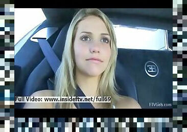 Jessica _ Amateur blonde showing us her tits and pussy in the car