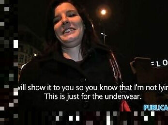 PublicAgent Black haired amateur strips off