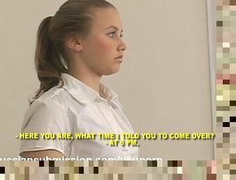 A Russian student girl meets a pack of rude brutal guys and gets humiliated