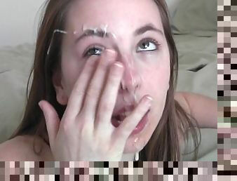 Cute Amateur gets nice facial