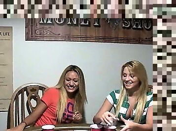 Young girls bang on poker night