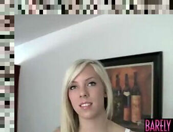 Young blonde Britney Beth fed cum in POV after cowgirl