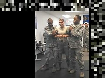 Sexy Air Force Girl Gropes a Guy