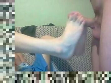 Blowjob and footjob