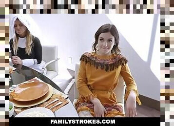 FamilyStrokes - Step Mother and Daughter Thanksgiving Fuck Fest