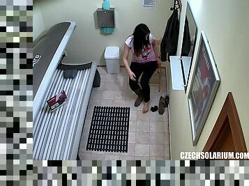 Czech Teen with Shaved Pussy in Solarium