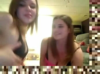 Two teen teasing on Webcam on bumbumteen.com