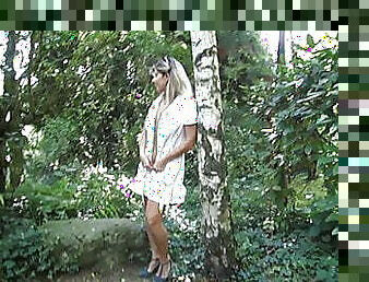 The beautiful Lisa walks in the forest