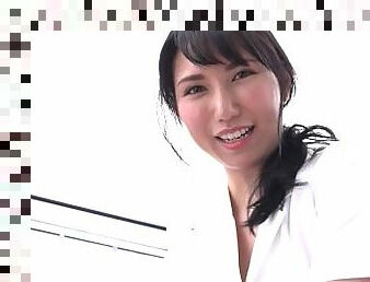 Sexy Japanese Idol Masseuse Going Topless, Showing Off Big Boobs