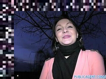 PublicAgent Black haired babe fucks to get fake modelling contract