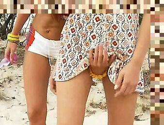 Czechian teens toying on the beach