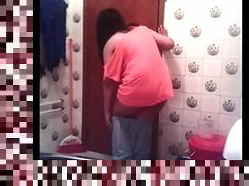 College girl bathing