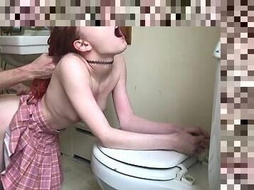 Schoolgirl Pounded On The Toilet