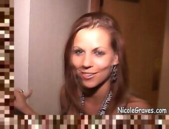 Hot nicole graves gets 2 facials, CIM in men's bathroom