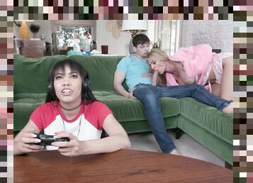 Mommy steps in and deals daughter's boyfriend huge dick