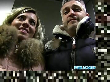Public Agent Cheating wife with short blonde hair fucks for cash