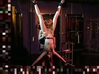 Cute brunette bound and enjoyed by Nina Hartley and Ernest