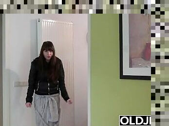 NEW OLD YOUNG Innocent Teen fucked in her mouth and pussy by old man