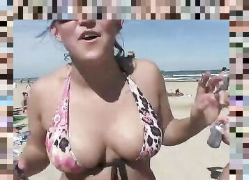 Sexy coeds with big tits raging hormones are enjoying some steamy beach party