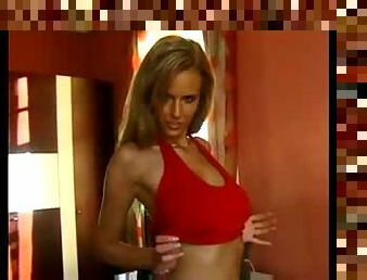 Busty european stripping from home