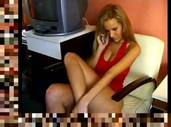 Busty european stripping from home